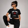 New York Cotton Graphic Crop Top