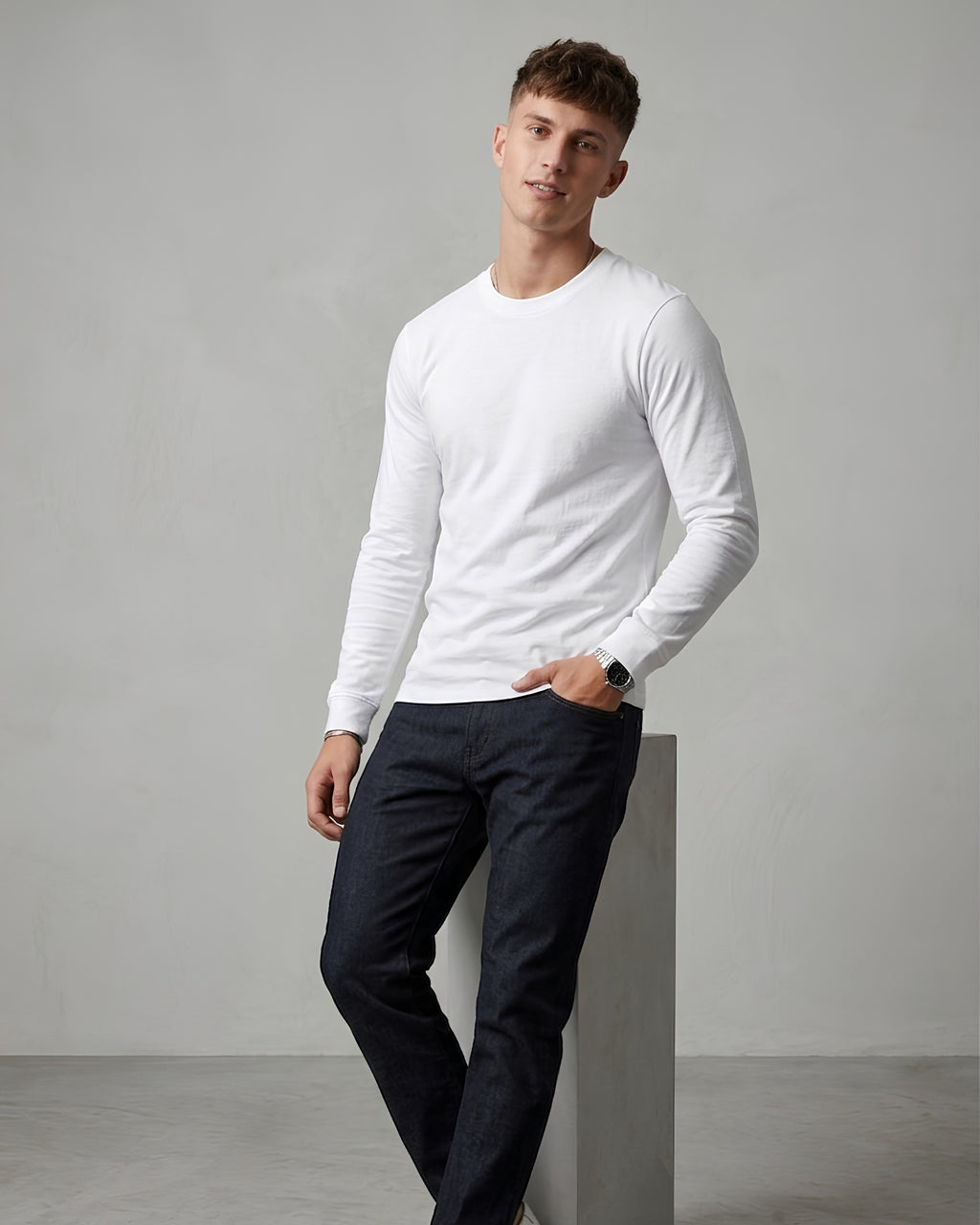 HAN Minimal Long Sleeve T-Shirt True White