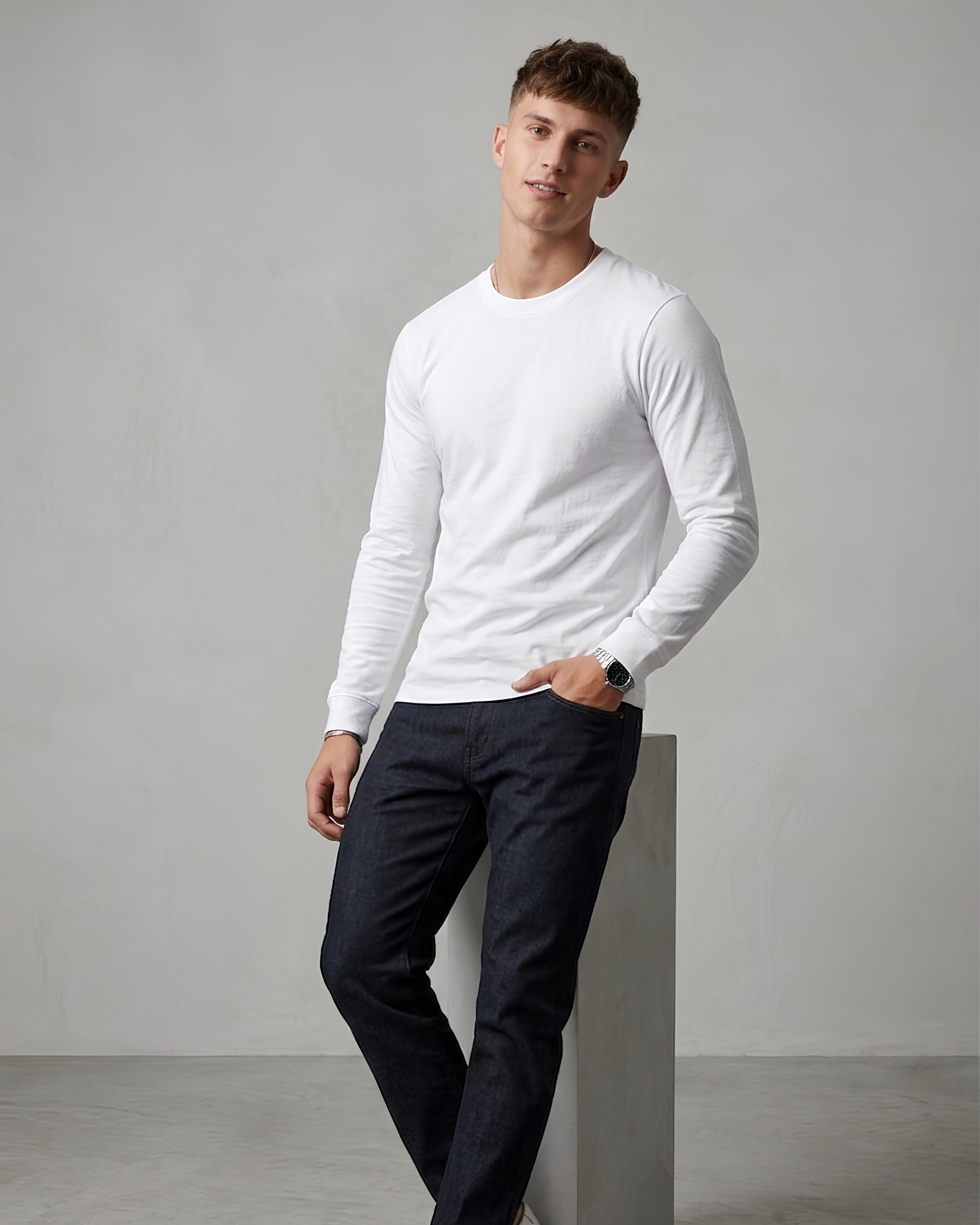 HAN Minimal Long Sleeve T-Shirt True White