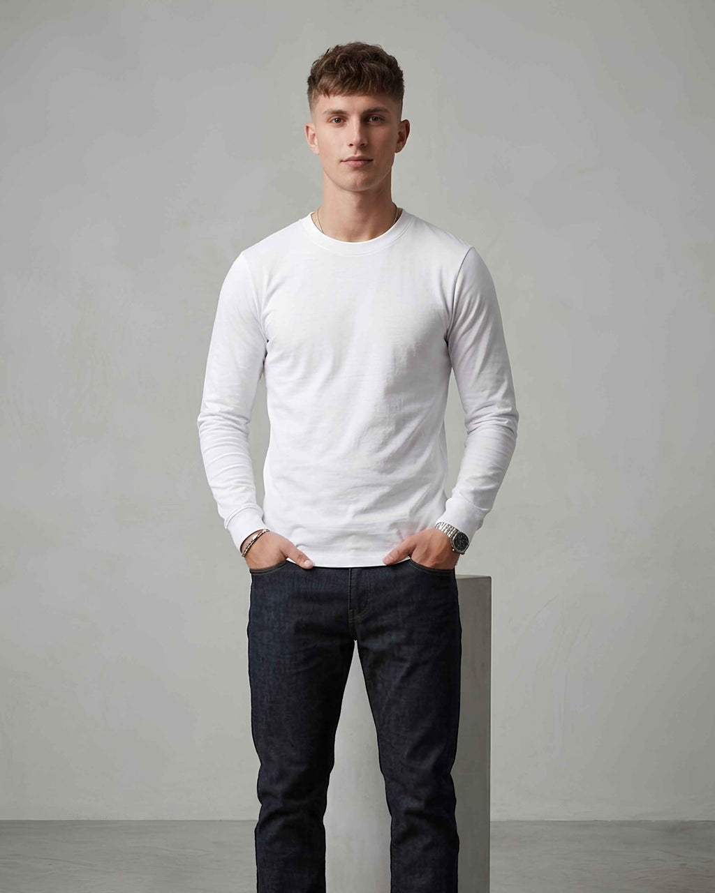 HAN Minimal Long Sleeve T-Shirt True White