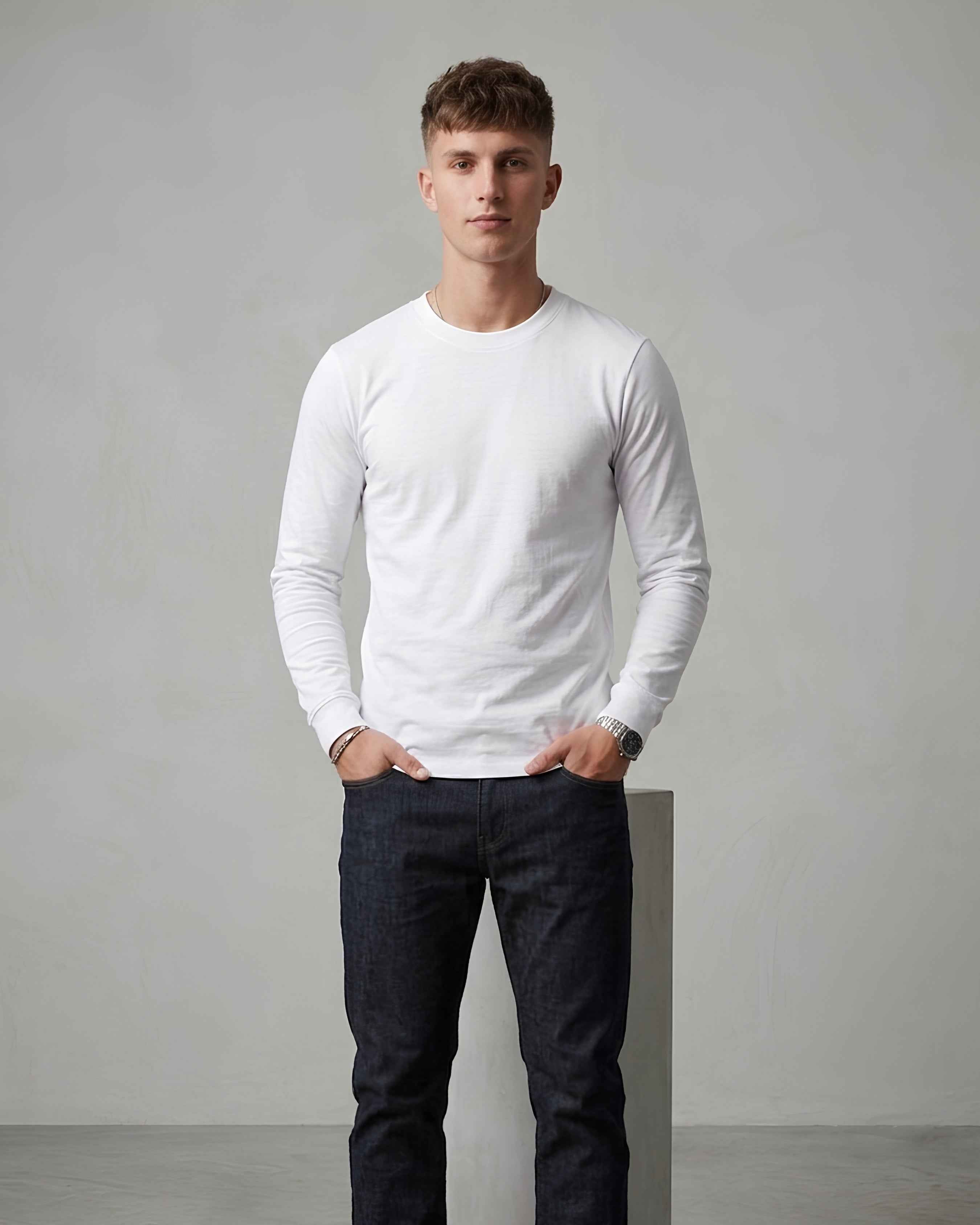 HAN Minimal Long Sleeve T-Shirt True White