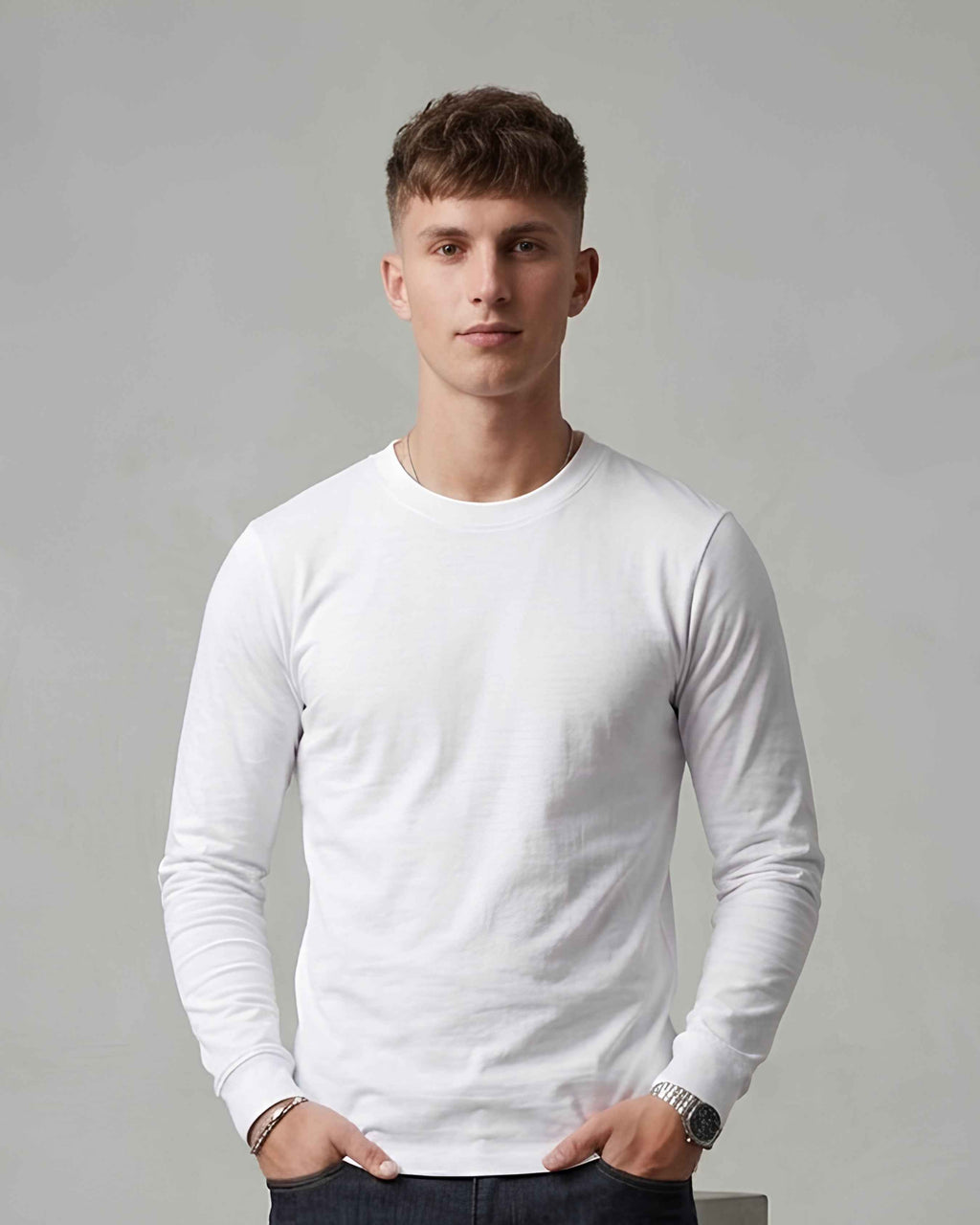 HAN Minimal Long Sleeve T-Shirt True White