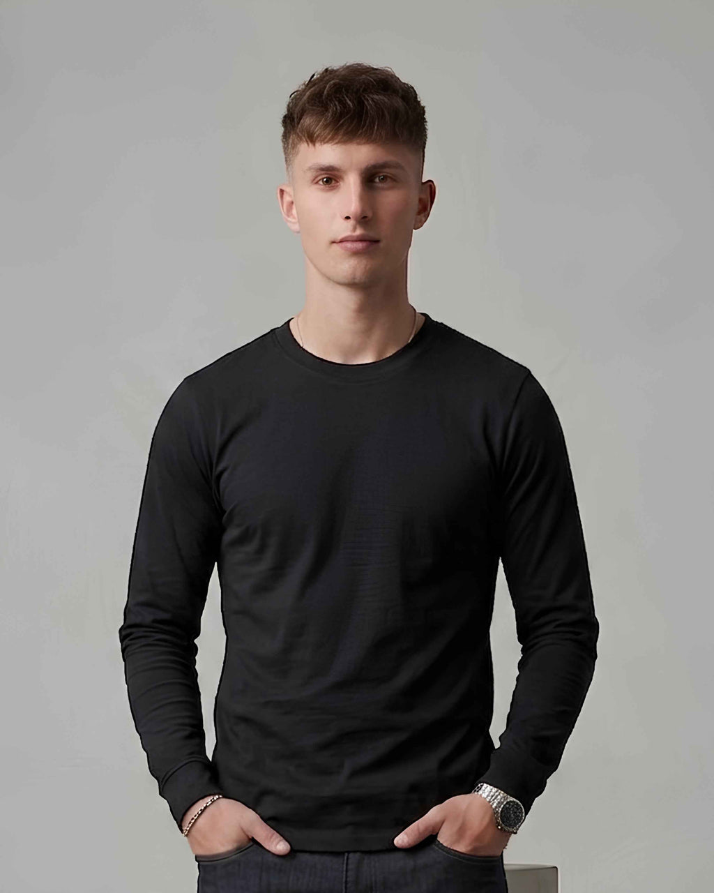 HAN Minimal Long Sleeve T-Shirt Deep Black