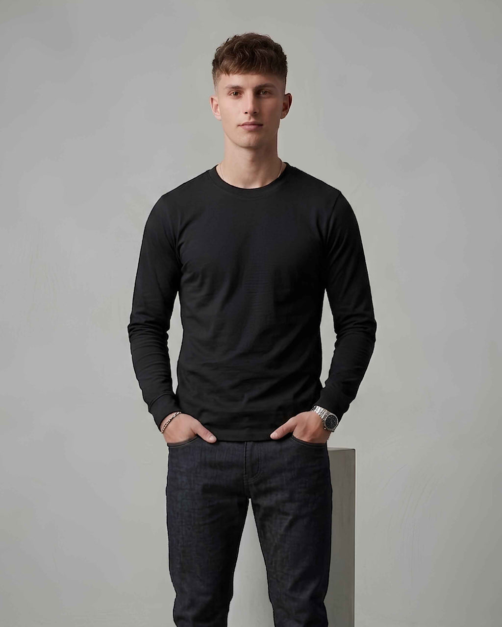 HAN Minimal Long Sleeve T-Shirt Deep Black