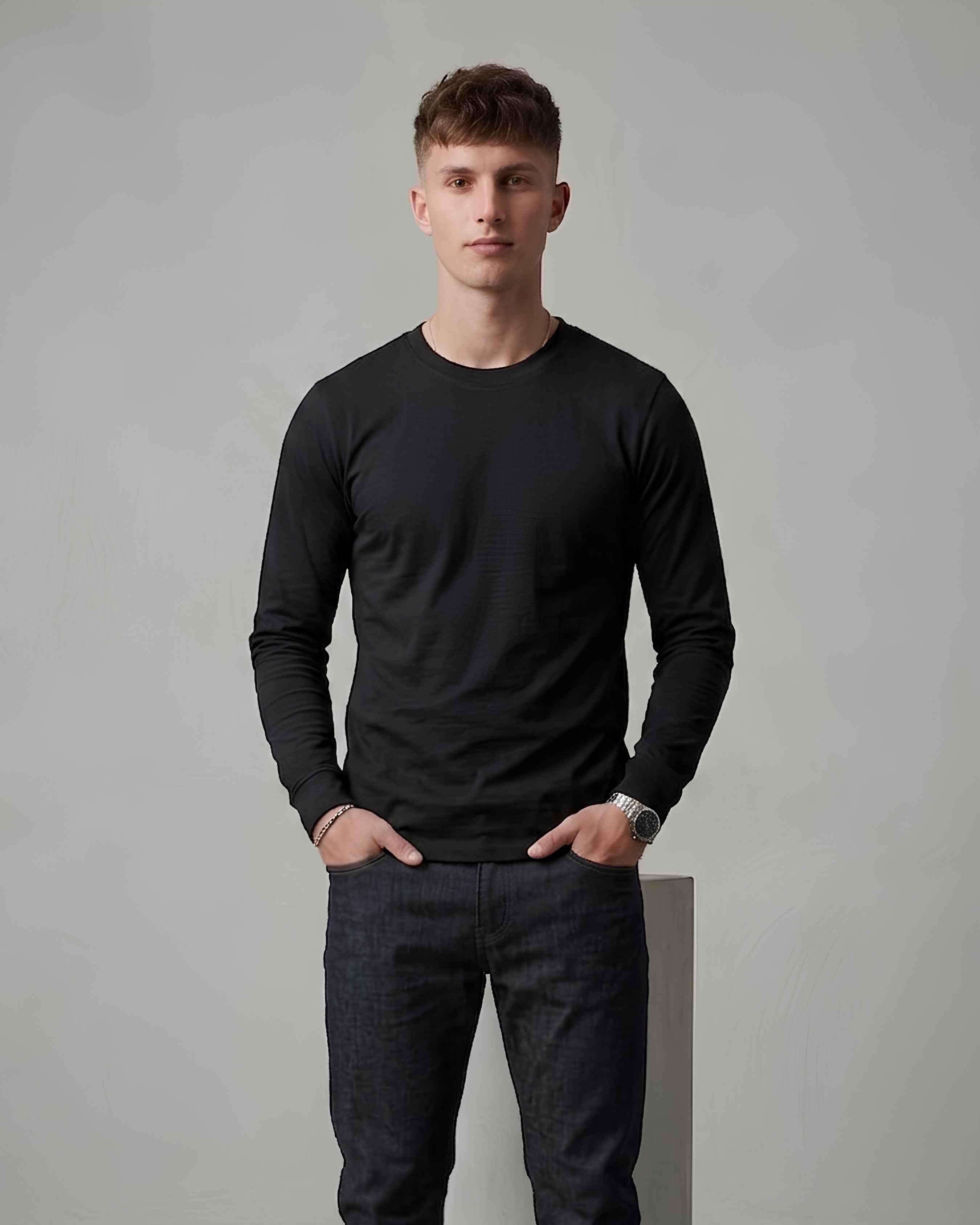HAN Minimal Long Sleeve T-Shirt Deep Black