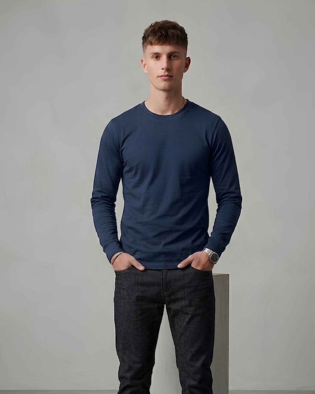 HAN Minimal Long Sleeve T-Shirt Deep Blue