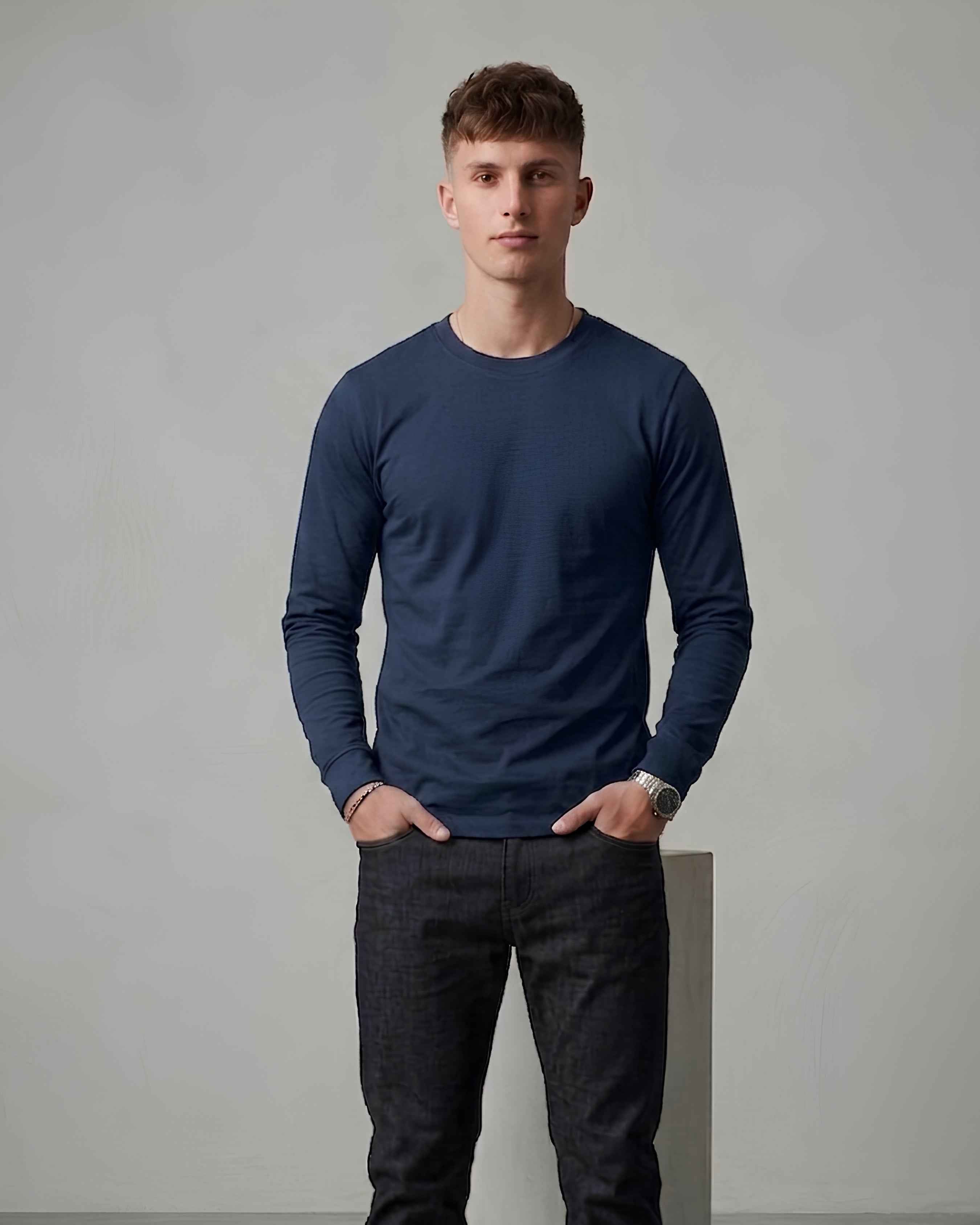 HAN Minimal Long Sleeve T-Shirt Deep Blue