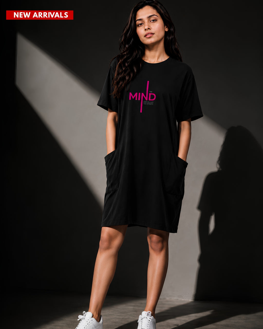 The Mind  Classic Long Pocket Tunic Dress in Black
