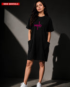 The Mind  Classic Long Pocket Tunic Dress in Black
