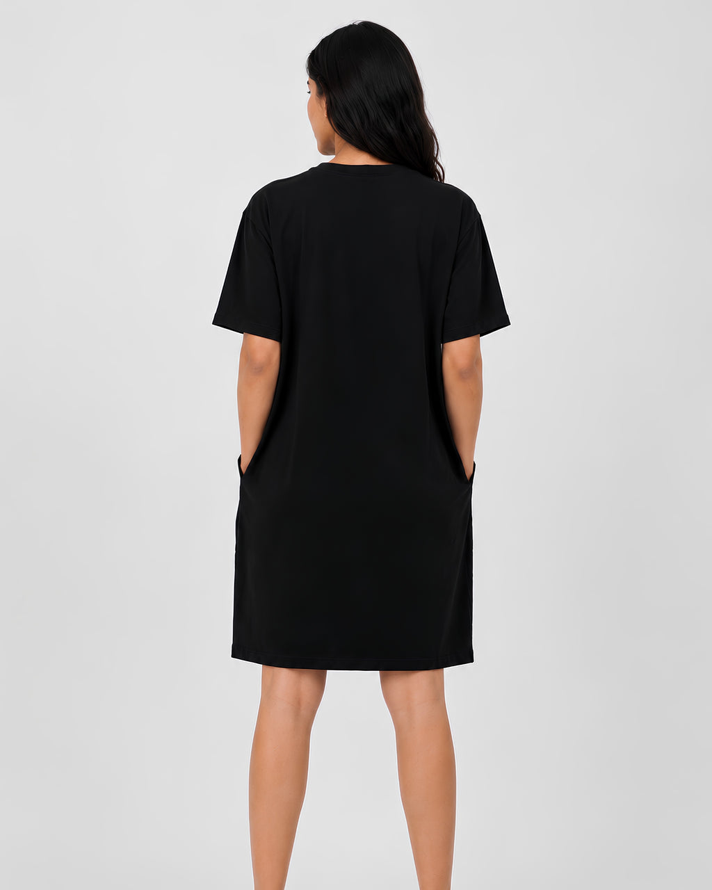 The Mind  Classic Long Pocket Tunic Dress in Black
