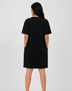 The Mind  Classic Long Pocket Tunic Dress in Black