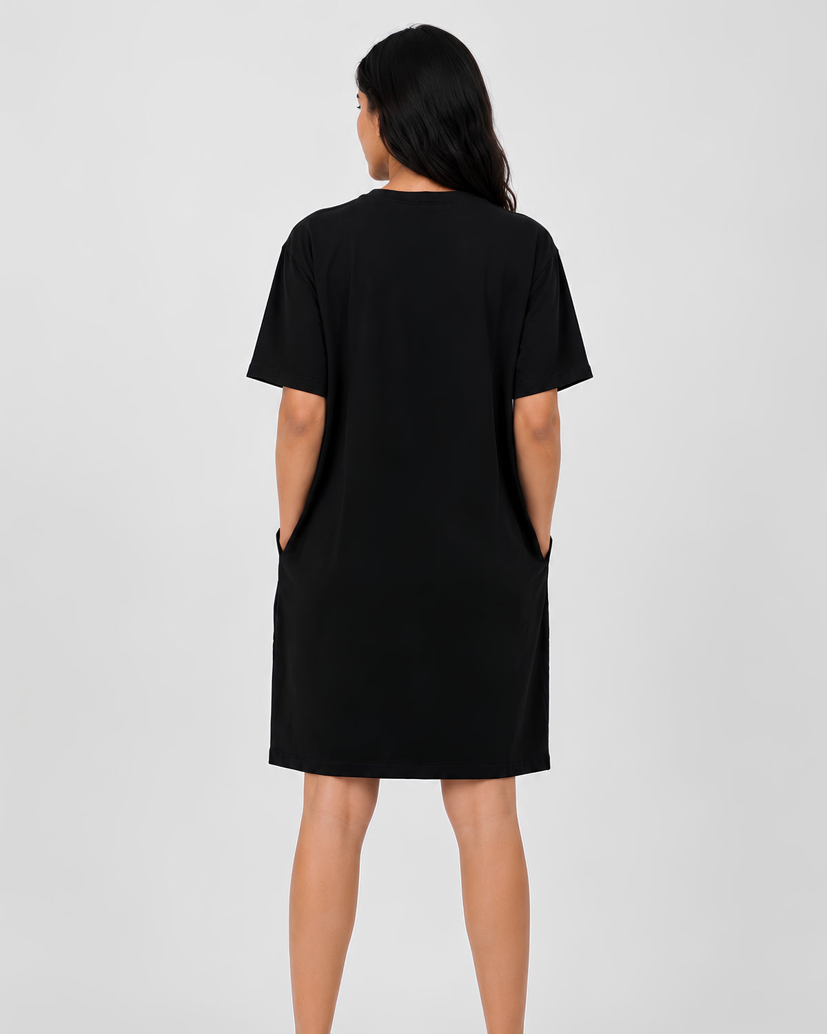 The Mind  Classic Long Pocket Tunic Dress in Black
